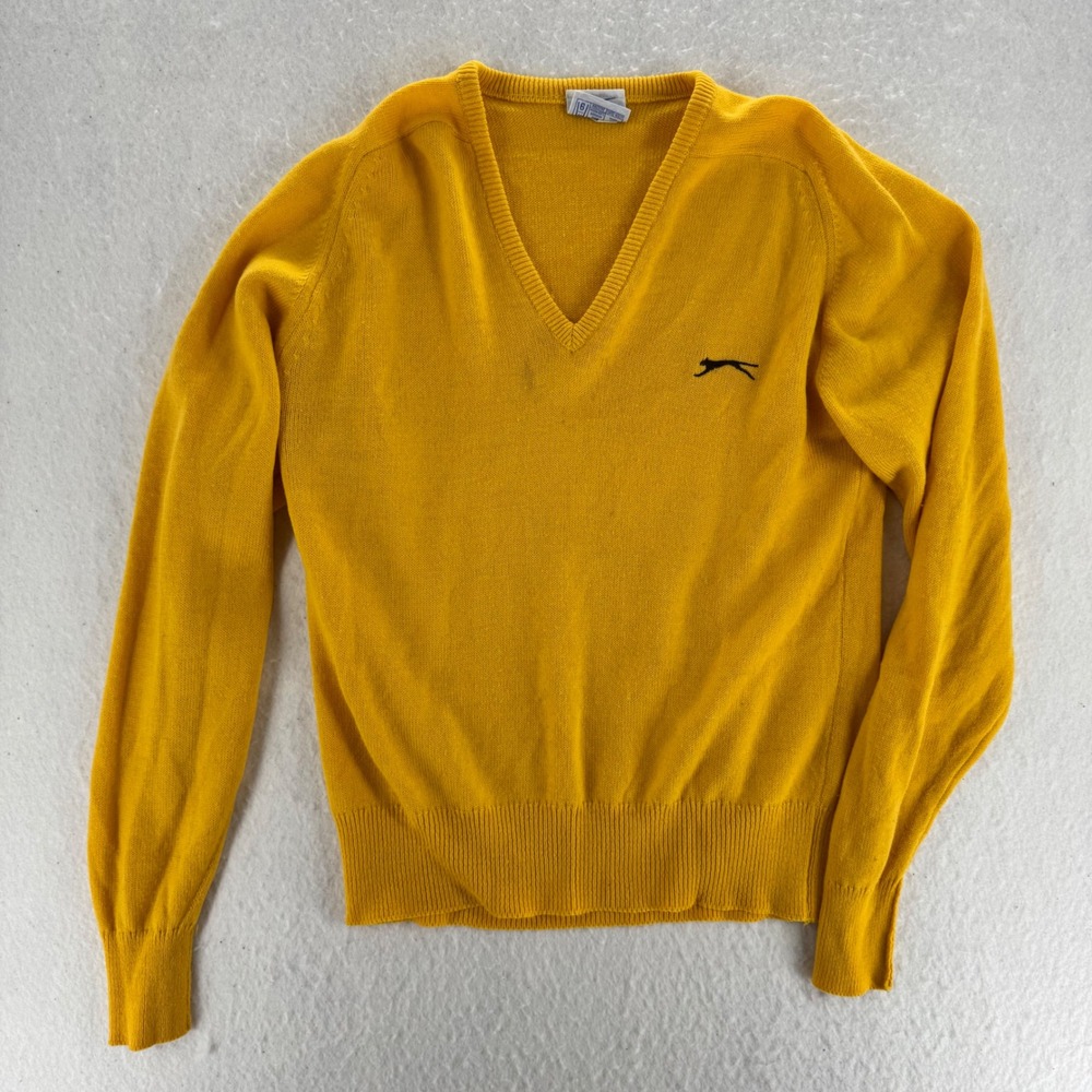 Slazenger - VTG V-Neck Sweater Acrylic Courtelle - Yellow - 38 - Mens - Picture 1 of 8